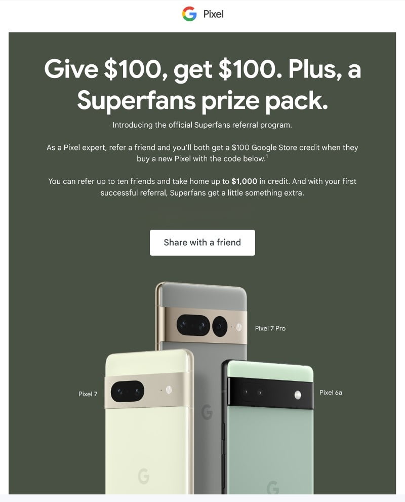 Google Store Referral Promo code for Pixel 6a,Pixel 7& Pixel 7 Pro